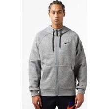 Nike Therma Fit Full Zip Hoodie Erkek Kapüşonlu Termal Fermuarlı Sweatshirt Gri