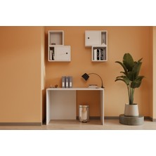 nettrends.net The New Trend Of Shopping  Minimal 2 Kapaklı Modüler Duvar Raflı Çalışma Masası Seti Modern Ofis Sistemi MST-CMS-1033