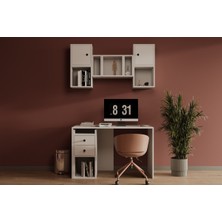 nettrends.net The New Trend Of Shopping Minimal 2 Çekmeceli Çalışma Masası ve 2 Kapaklı Duvar Rafı Seti Modern Ofis Sistemi MST-CMS-1030