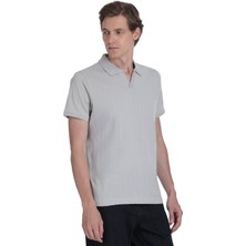 Hatemoğlu Gri Regular Fit Apaş Yaka Pamuklu Tişört