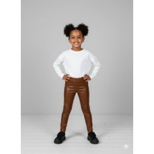 Nk Kız Çocuk Deri Tayt 4-8 Yaş Kahverengi