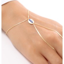 Zeyd Jewelry Günlük ve Şık Mavi Taşlı 14 Ayar Altın Şahmeran