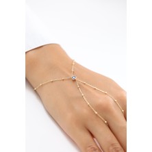 Zeyd Jewelry Ince Toplu Zincir Mavi Taşlı 14 Ayar Altın Şahmeran