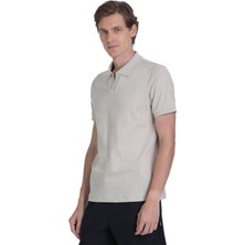 Hatemoğlu Ekru Regular Fit Apaş Yaka Pamuklu Tişört