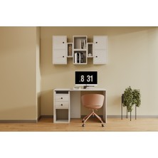 nettrends.net The New Trend Of Shopping 2 Çekmeceli Çalışma Masası ve 4 Kapaklı Duvar Rafı Seti Modern Ofis Sistemi MST-CMS-1024