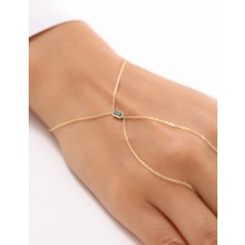 Zeyd Jewelry Zarif Yeşil Taşlı 14 Ayar Altın Şahmeran