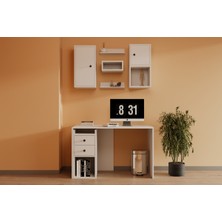 nettrends.net The New Trend Of Shopping Çekmeceli Çalışma Masası ve Kitaplık Seti 2 Çekmece 2 Kapaklı Asma Modern Simetrik Ofis Ünitesi MST-CMS-1029