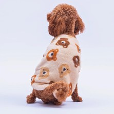 Pettrend Bubu Cozy Peluş Sweat Ayı Desenli Kedi Köpek Sweati Kedi Köpek Kıyafeti Köpek Peluş Kolsuz Sweat Sıcak Tutan Süveter