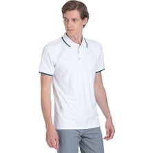 Hatemoğlu Beyaz Regular Fit Polo Yaka Pamuklu Rayon Tişört