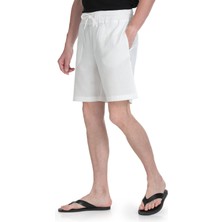 Hatemoğlu Beyaz Regular Fit Pamuklu Basic Örme Yandan Cepli Şort