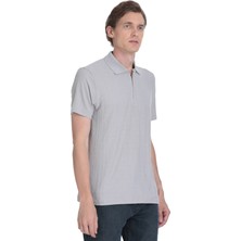 Hatemoğlu Gri Regular Fit Fermuarlı Polo Yaka Tişört