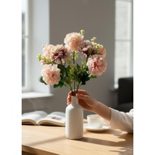 Nettenevime Yapay Çiçek Kartopu Krizantem Pudra Pembe 5dallı 10TOPLU Demet 30CM