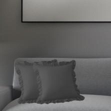 Momme Modern Fırfırlı Fermuarlı Kırlent Kılıfı 45X45 cm 2 Adet
