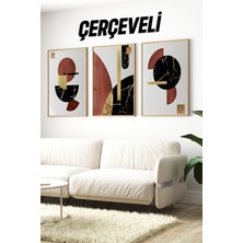 KutuTR 🖤 Altın Detaylı Geometrik Modern Çerçeveli 3’lü Tablo Seti 🌿 CRV1130 23 x 32