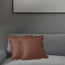 Momme Modern Fırfırlı Fermuarlı Kırlent Kılıfı 45X45 cm 2 Adet