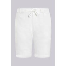 Hatemoğlu Beyaz Rahat Kesim 100% Pamuk Yandan Cepli Şort