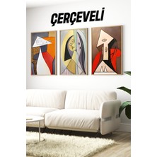 KutuTR 🎨 Modern Picasso Tarzı Çerçeveli 3'lü Tablo Seti 🌿 CRV1126 23 x 32