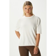 Viscose Doku Next Premium Selection Ekru Yarım Kol Triko Kazak