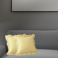 Momme Modern Fırfırlı Fermuarlı Kırlent Kılıfı 45X45 cm 2 Adet