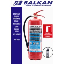 Balkan Yangın Ve Güvenlik Sistemleri Balkan Ticaret 6 kg Tozlu Yangın Söndürme Cihazı Aski Aparatı ve Levha ile Güvenli Kullanım