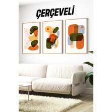 KutuTR 🌿 Modern Renkli Soyut Desenli Çerçeveli 3’lü Tablo Seti – 3 Ebat Seçeneği ile 🌟 CRV1137 23 x 32
