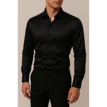 Cathecat Slim Fit Uzun Kollu Kolay Ütü Teri Emen Nefes Alan Doku Kravatlık Dört Mevsim Beyaz Erkek Gömlek