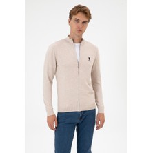 U.S. Polo Assn. Erkek Slim Fit Taş Melanj Triko Hırka 50313684-VR225