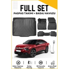 Ko Kaliteoto Citroen C4 Elektrikli 2022-2023-2024-2025 Model Üst Birebir Uyumlu Bagaj Havuzu+Paspas Seti