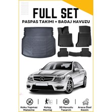 Ko Kaliteoto Mercedes C Seri W204 Rampalı 2007-2008-2009-2010 Model Birebir Uyumlu Bagaj Havuzu+Paspas Seti
