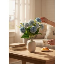 Nettenevime Yapay Çiçek Kartopu Krizantem Mavi Açık 5dallı 10TOPLU Demet 30CM