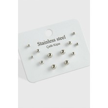 Hg.Aksesuar 12 Adet Top Çelik Küpe