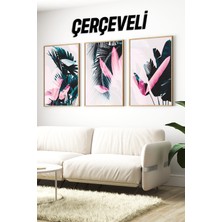 KutuTR 🌿 Tropikal Bitkiler Temalı 3’lü Çerçeveli Tablo Setii 🌿 CRV1145 23 x 32