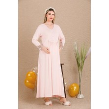 Nightlove Lady Lingerie Uzun Kollu,düğme Yakalı,dantelli Lohusa-Hamile Gecelik