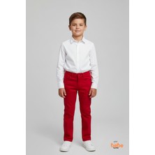 Trend Bebe Butik Erkek Çocuk Kırmızı Pantolon Rahat Kesim,günlük ve Özel Gün Için Pamuklu Ayarlanabilir Bel