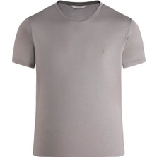 Hatemoğlu Gri Regular Fit Bisiklet Yaka Tişört