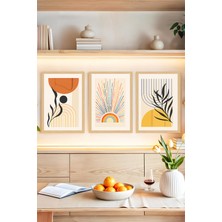 KutuTR 🌈 Modern Soyut Güneş ve Bitki Temalı 3’lü Çerçeve Görünümlü Tablo Seti 🌿🖼️🌟 CRVS1163 13 x 17