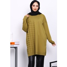 İmaj Butik Yağ Yeşili Soğuk İplik Merserize Triko Tunik
