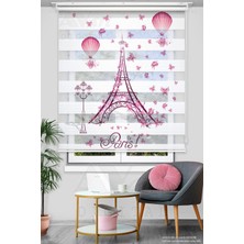 Avart Digital  Paris Eiffel Baskılı Plise Zebra Perde - Dijital Baskılı Zebra Stor Perde