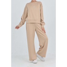 Modanino Kız Çocuk Oysho Kumaş Geniş Paçalı Alt- Üst Takım 12312