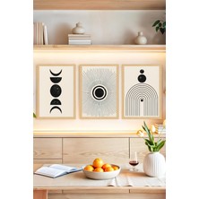 KutuTR 🌙 Güneş, Ay ve Geometrik Enerji Temalı 3’lü Çerçeve Görünümlü Tablo Seti🌟 CRVS1161 13 x 17