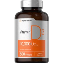 Horbaach Horbäach Vitamin D3 10000 Iu | 500 Softgels | Non-Gmo, Gluten Free Supplement | Value Size | 250MCG | High Potency Formula