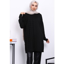 İmaj Butik Siyah Soğuk İplik Merserize Triko Tunik