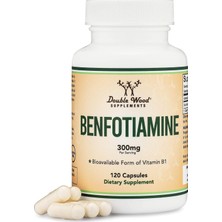 Double Wood Benfotiamine 300MG Servings (Third Party Tested, 120 Capsules, 150MG Per Cap) Non-Gmo, To Boost Thiamine B1 Levels (More Absorbable Than Thiamine