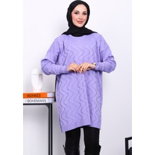 İmaj Butik Lila Soğuk İplik Merserize Triko Tunik