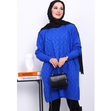 İmaj Butik Saks Mavi Soğuk İplik Merserize Triko Tunik