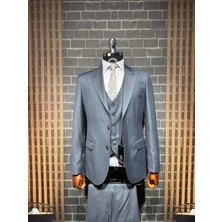 Dupont Filafil Kırlangıç Yaka Viscon Yelekli Takım Elbise