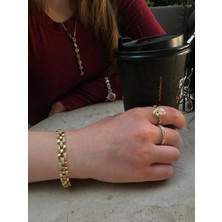 Çelik Gold Taşlı Kadın Bileklik Xuping Takı Kuyumcu Işçiliği