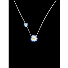 Fm 925 Ayar,çift Nazar Boncuk Model, 40-45 cm Kolye Uzunluğu, Ağırlık Ortalama 2-2,5 gr Aralığında, Mükemmel Hediye 925 Ayar Gümüş Kolye (KOD2741)