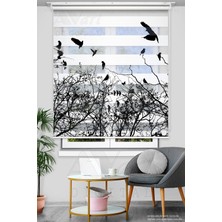 Avart Digital Ağaç Silüeti Baskılı Plise Zebra Perde - Dijital Baskılı Zebra Stor Perde