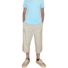 Duxa %100 PAMUK, KETEN KUMAŞTAN BELİ LASTİKLİ VE BAĞCIKLI ERKEK KAPRİ PANTOLON(SOLMA VE ÇEKME YAPMAZ)